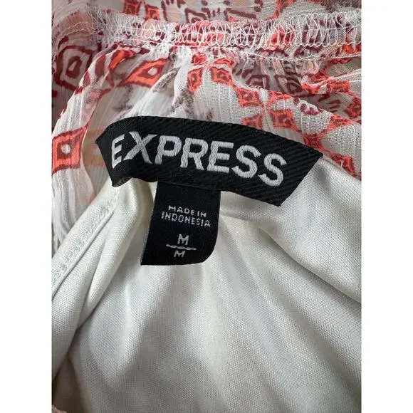 Express Women Sheer Aztec Button Front Maxi Dress Size M Coachella Festival Boho - Picture 14 of 16